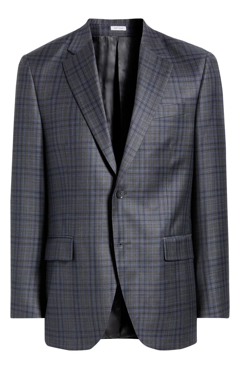 Peter Millar Flynn Classic Fit Grey Plaid Wool Sport Coat, Alternate, color, Charcoal