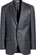 Peter Millar Flynn Classic Fit Grey Plaid Wool Sport Coat