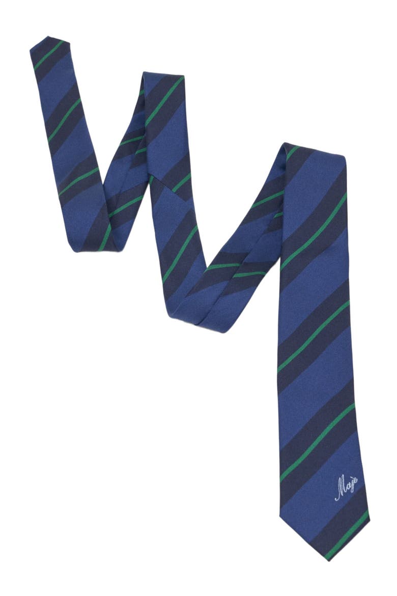 Striped Silk Tie, Alternate, color, Marine blue