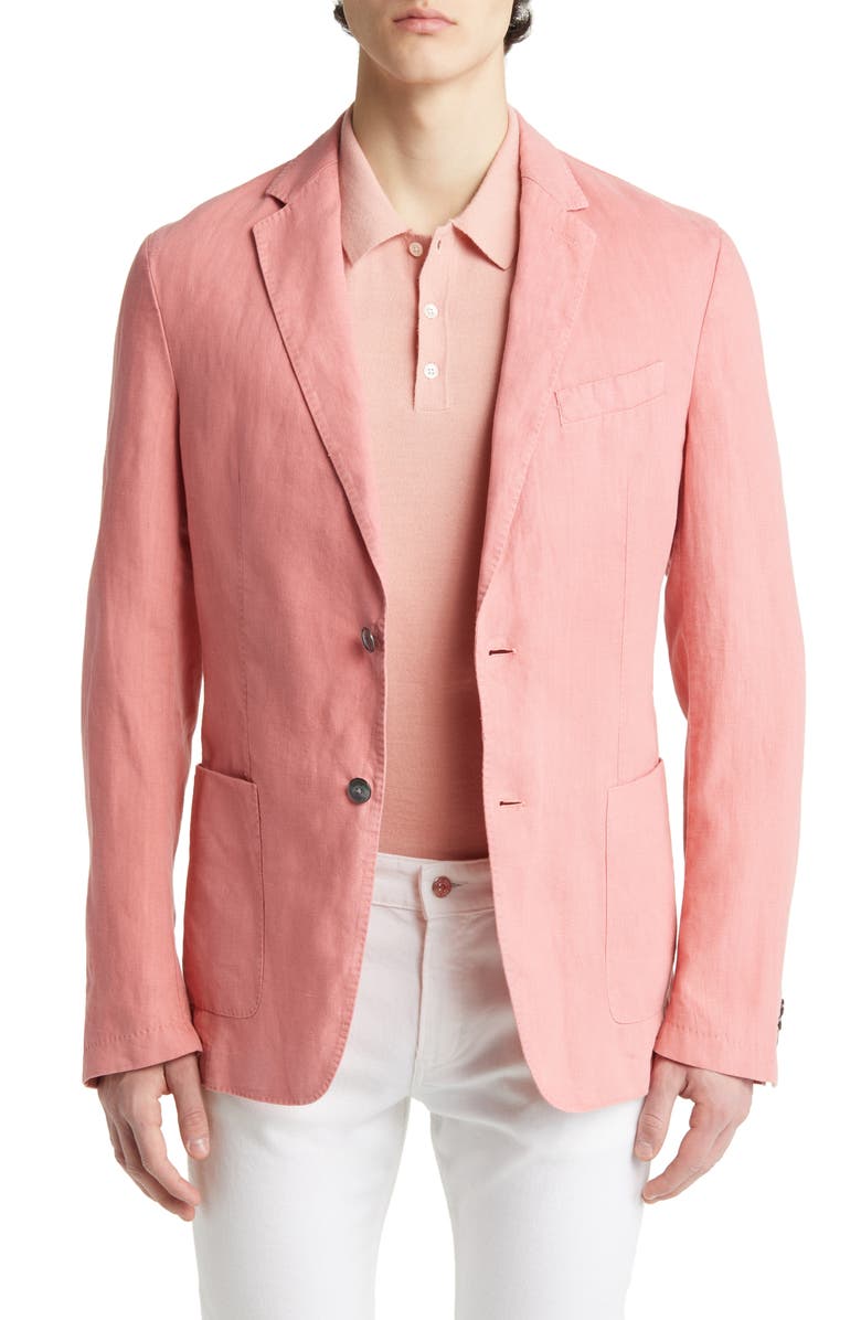 BOSS Hanry Slim Fit Linen Sport Coat, Main, color, Open Pink