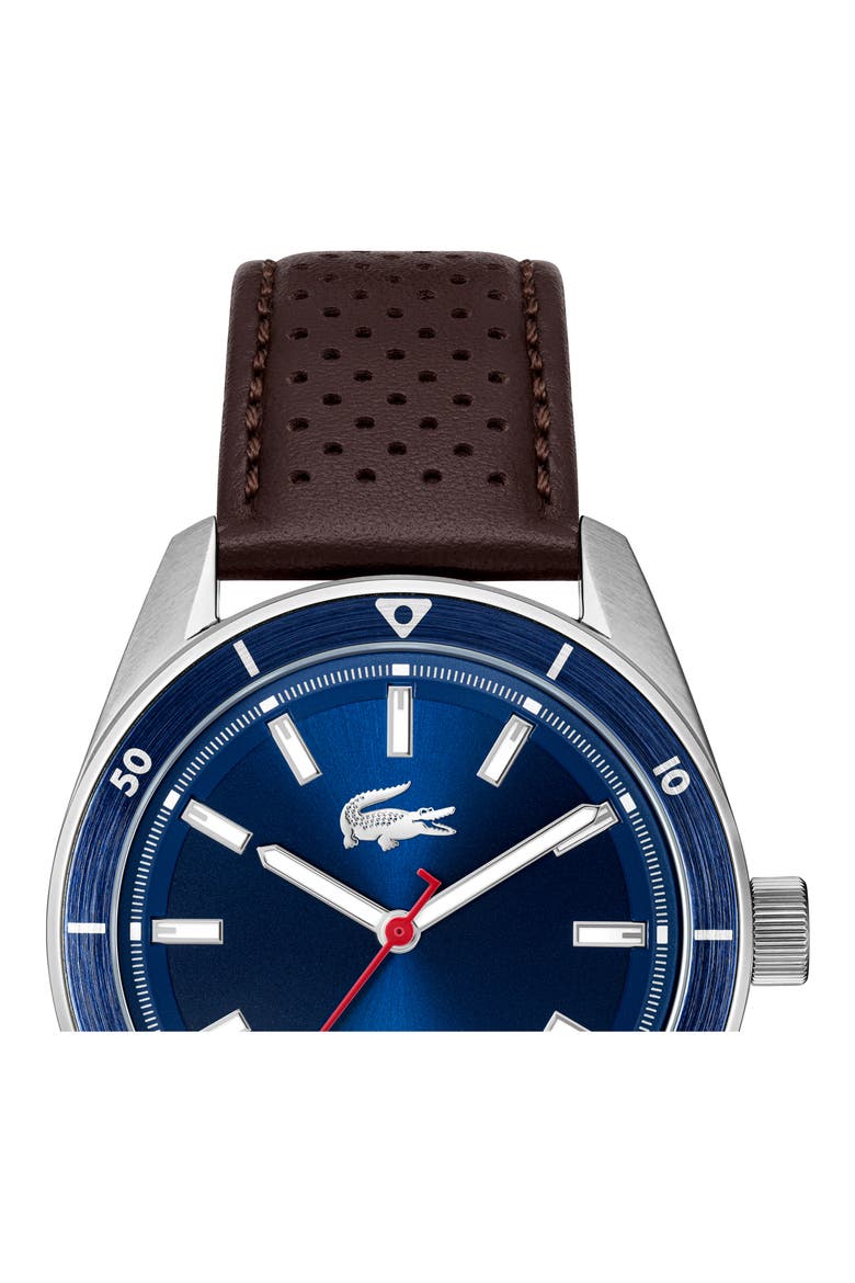 Boston Leather Strap Watch, 39mm, Alternate, color, BROWN