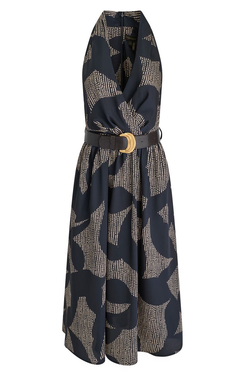 Donna Karan New York Print Belted Sleeveless Midi Dress, Alternate, color, Nghtfal/ Sand