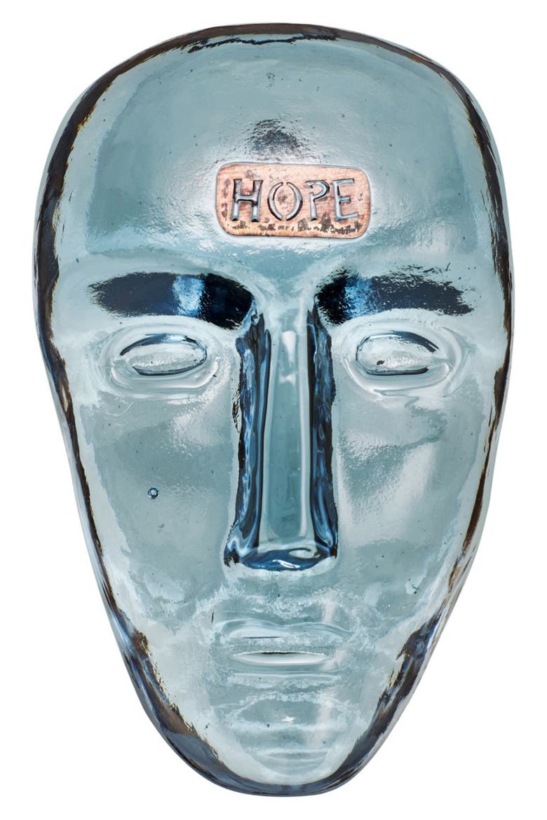 Companion Hope Glass Mask Sculpture, Main, color, BLUE