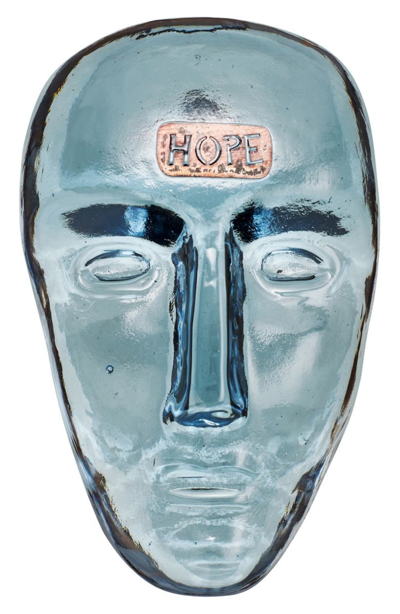 Kosta Boda Companion Hope Glass Mask Sculpture, Main, color, Blue