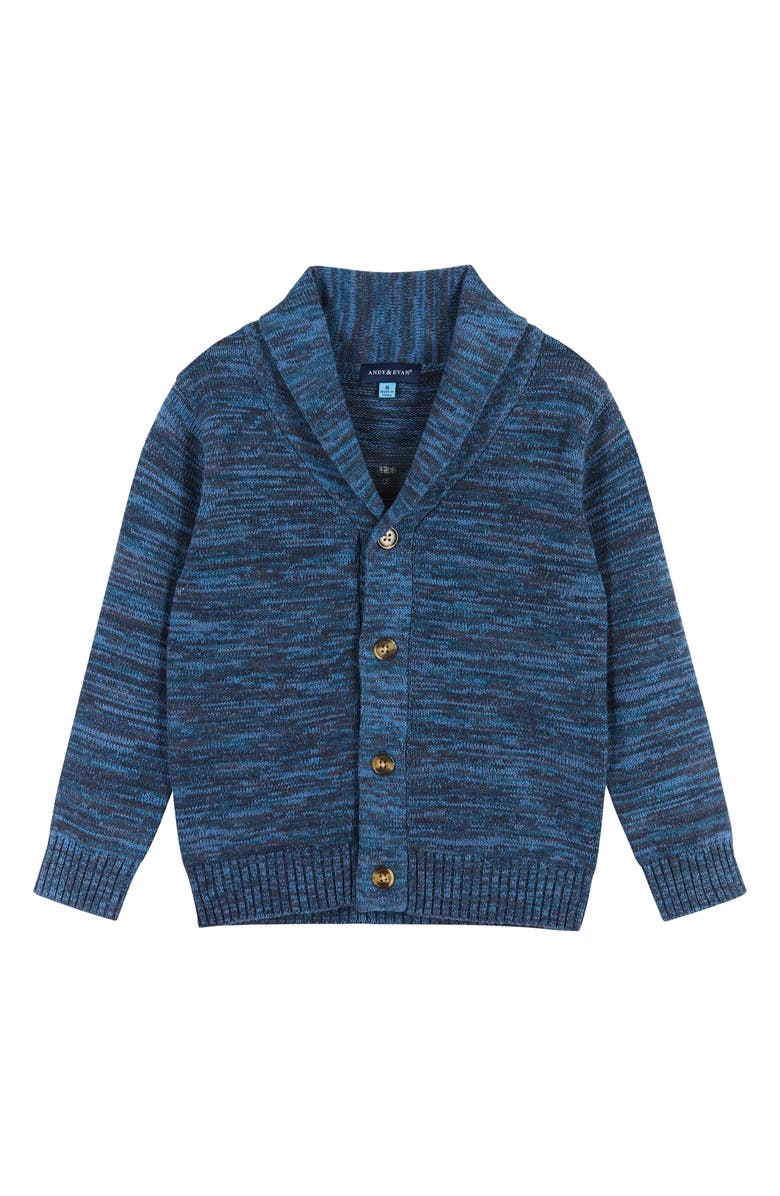 Andy & Evan Kids' Marled Cardigan, Plaid Button-Up Shirt & Pants Set, Alternate, color, 