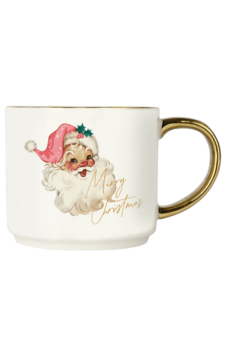 SWEET WATER DECOR Gold Handle Holiday Coffee Mug, Main, color, Vintage Santa