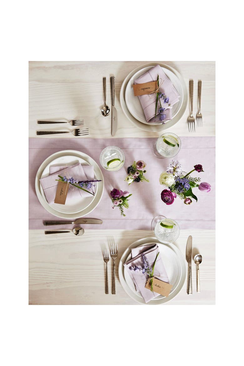 Linen Table Runner - Classic Hemstitch, Alternate, color, Lilac