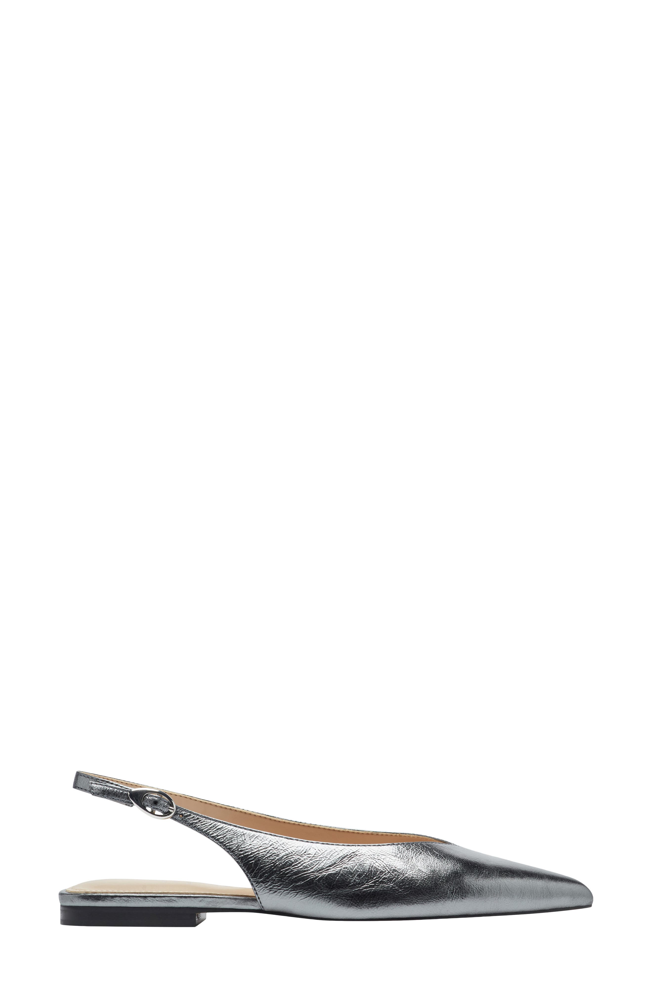 Marc Fisher LTD Gabra Pointed Toe Slingback Flat, Alternate, color, Pewter