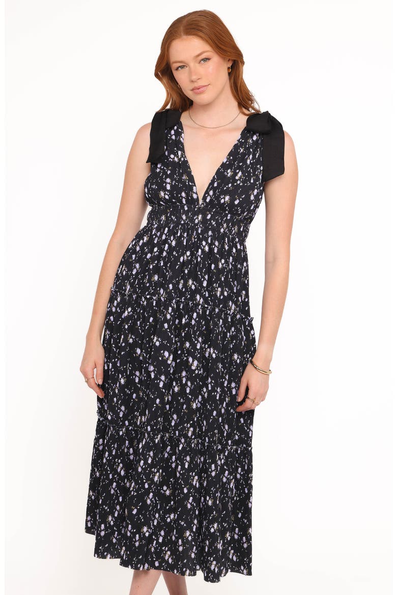 Adeline Floral Shirred Dress, Alternate, color, BLACK FLORAL