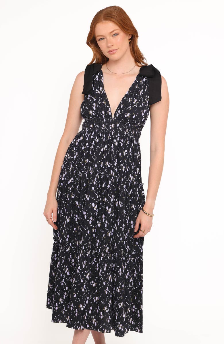 Petal & Pup Adeline Floral Shirred Dress, Alternate, color, Black Floral