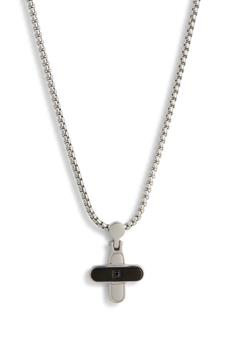Men's Miguel Cross Pendant Necklace, Main, color, SILVER