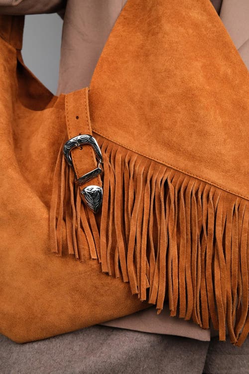 Forever & Always Shoes Rosalin Leather Tassel Shoulder Bag In Orange