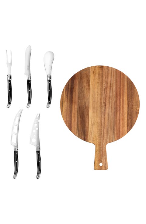 6-Piece Assorted Laguiole Cheese Knives & Serving Board Set