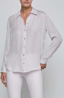 Nina Geo Print Silk Button-Up Shirt