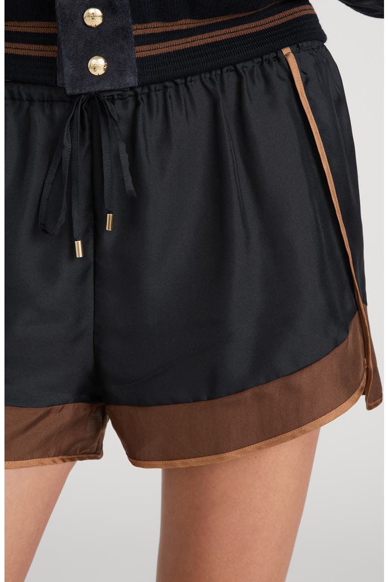 x The Ritz Paris Varsity Silk Shorts, Alternate, color, DARK NAVY MULTI