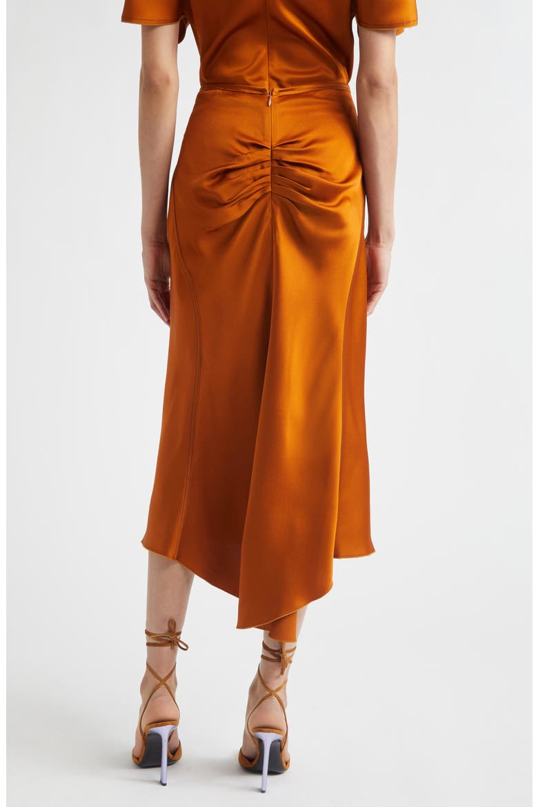 Gathered Satin Midi Skirt, Alternate, color, BRONZE