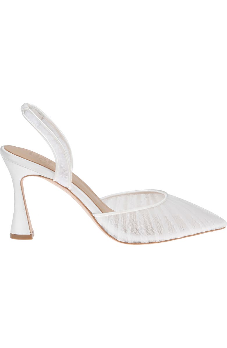 HARLO Australia Gigi Tulle - Pleated Tulle Bridal Slingback, Main, color, Soft White Satin