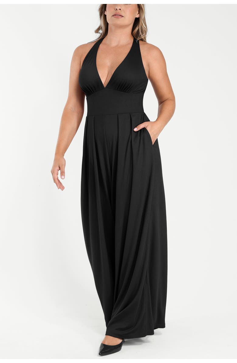 Shapellx AirSlim Deep Plunge Built-In Shaping Jumpsuit, Alternate, color, Black