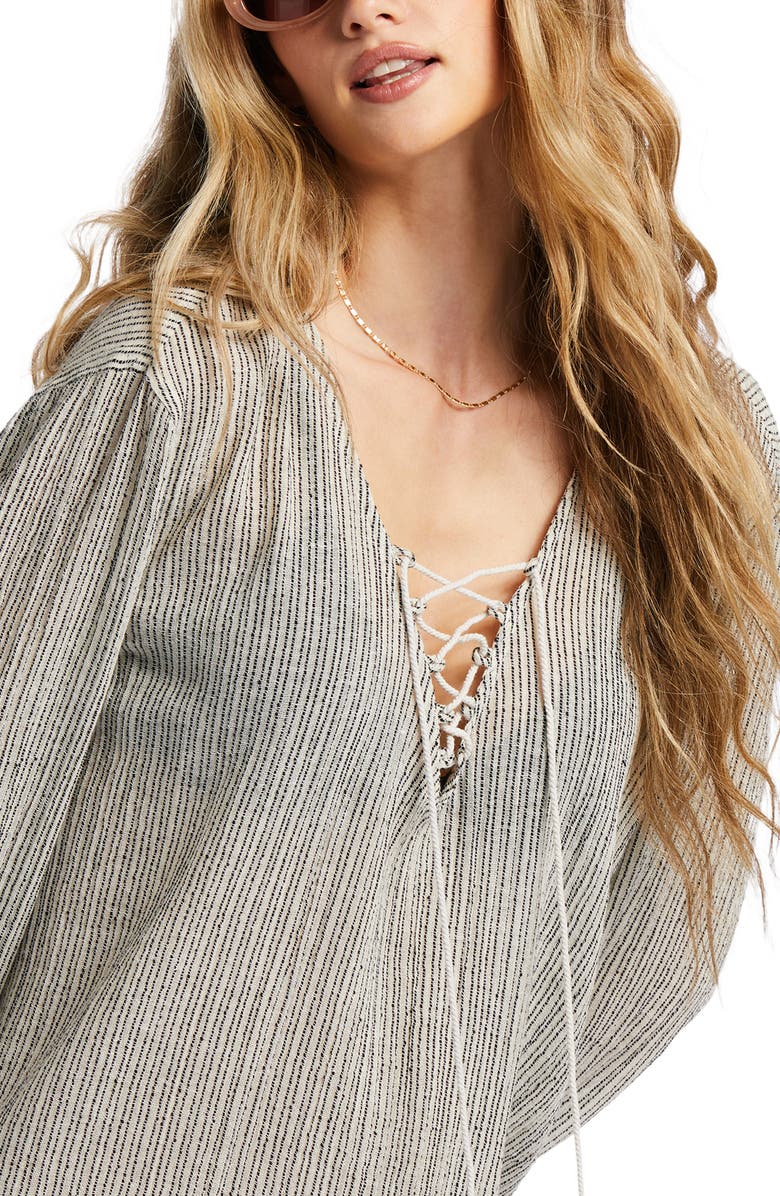 Billabong Blue Skies Long Sleeve Cover-Up Dress, Alternate, color, 