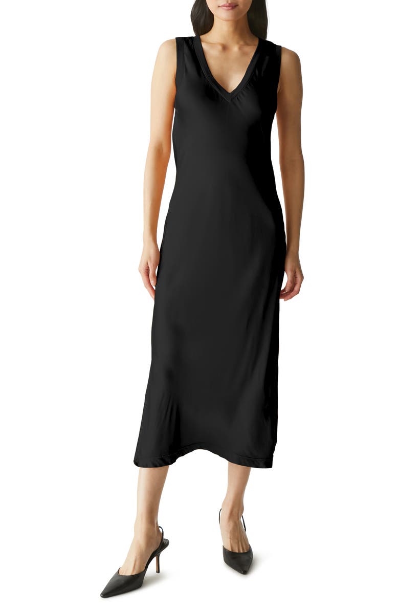 Michael Stars Randi Sleeveless V-Neck Midi Dress, Main, color, Black