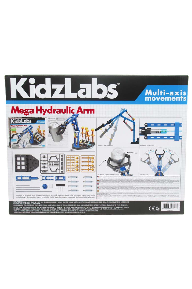 Kidzlabs Mega Hydraulic Arm Diy Waterpowered Robotic Kit, 18 Inch Arm, Alternate, color, Multicolored