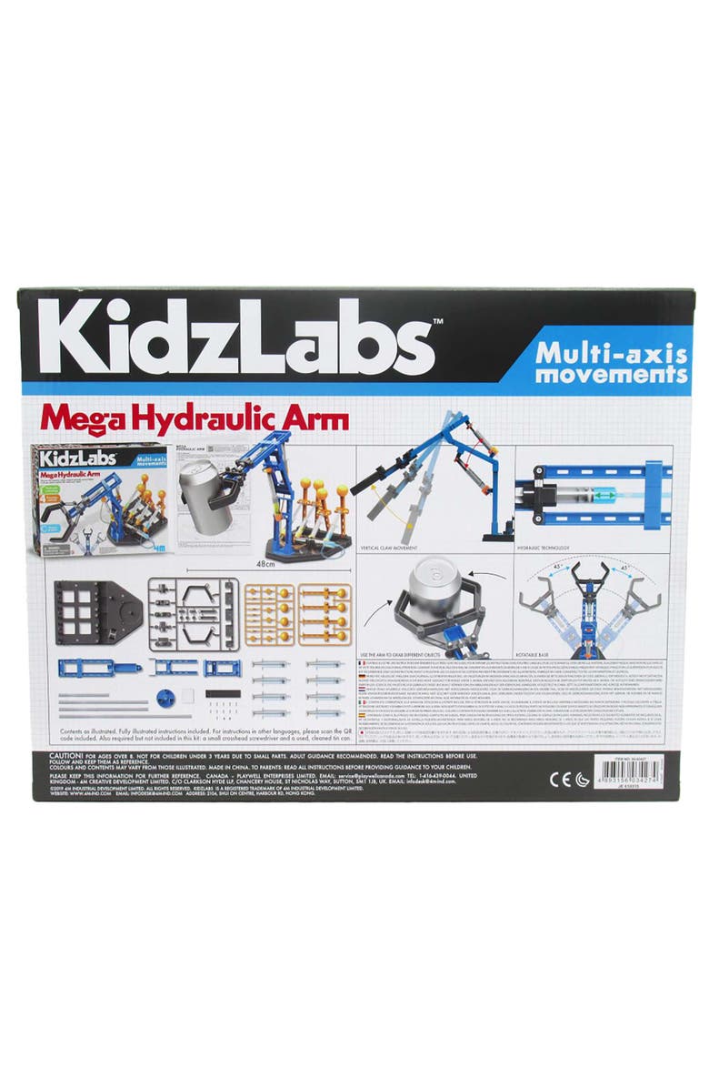 4M Kidzlabs Mega Hydraulic Arm Diy Waterpowered Robotic Kit, 18 Inch Arm, Alternate, color, Multicolored