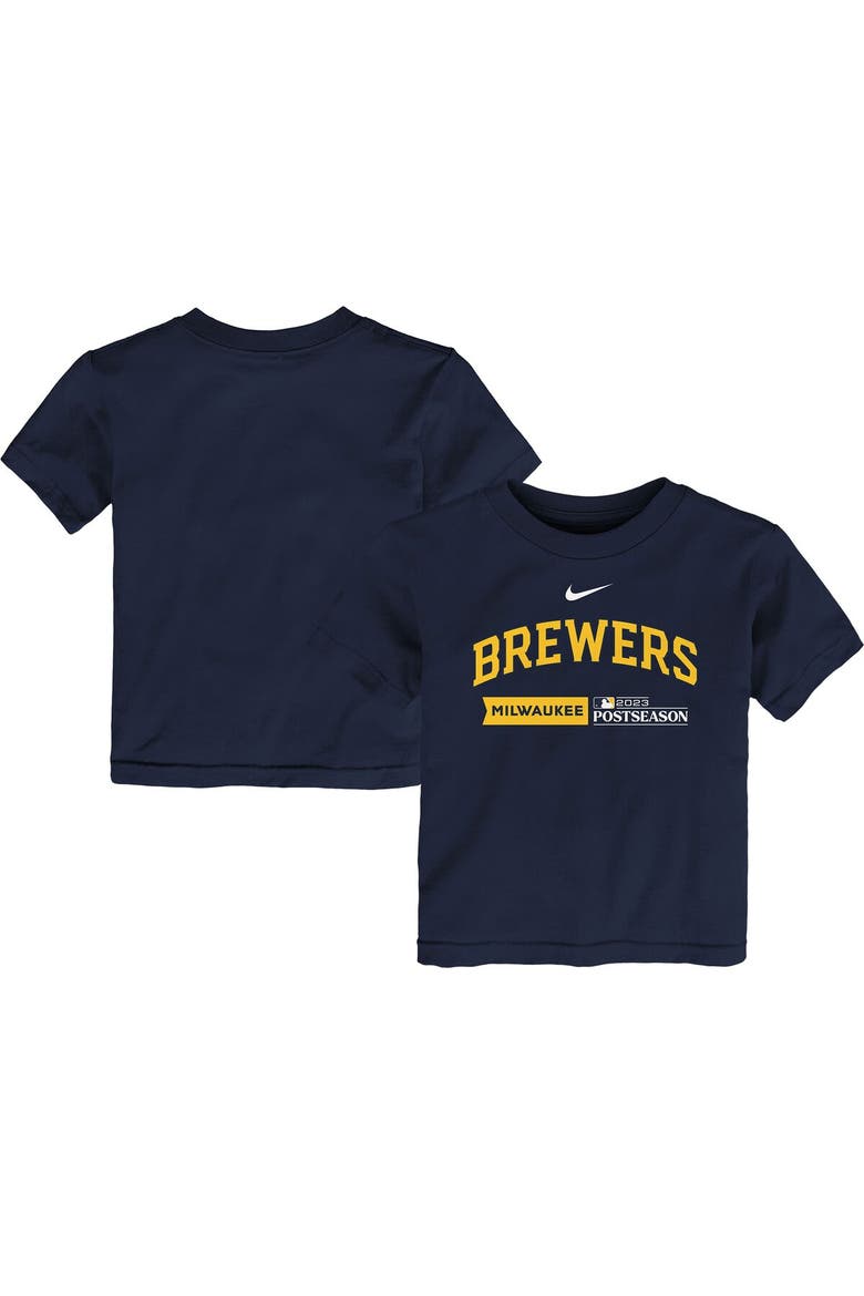 Youth Nike  Navy Milwaukee Brewers 2023 Postseason Authentic Collection T-Shirt, Main, color, Navy