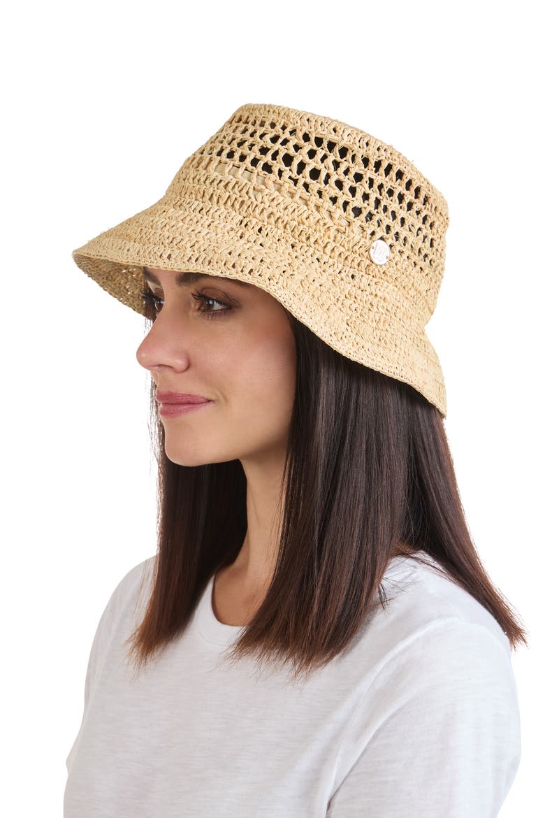 Straw Crochet Bucket Hat, Alternate, color, NATURAL