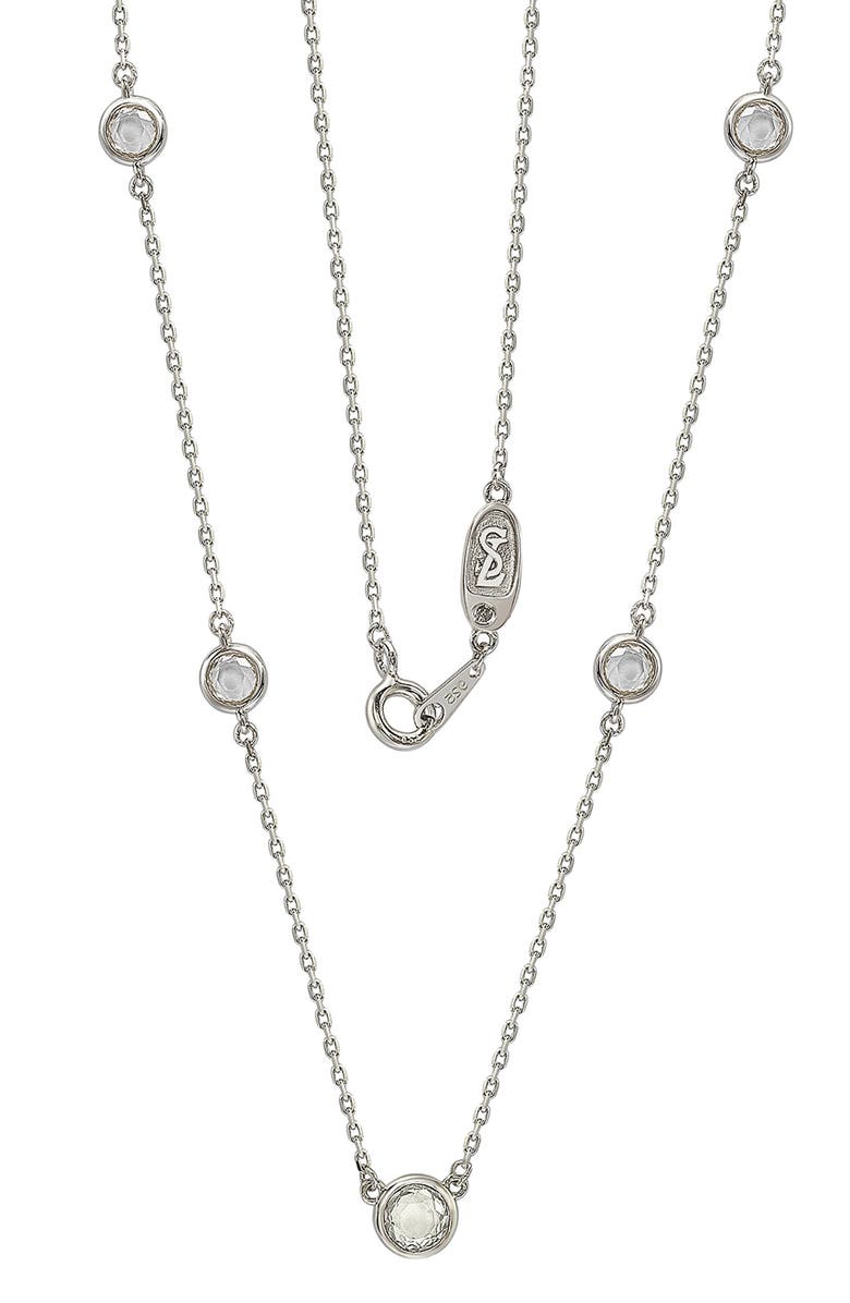 SUZY LEVIAN Sterling Silver White Topaz 5-Stone Station Necklace, Alternate, color, White