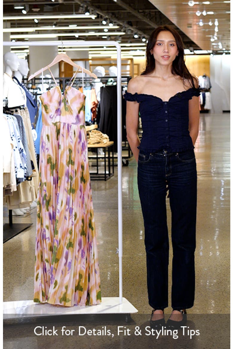 Cassia Floral Pleated Satin Gown video
