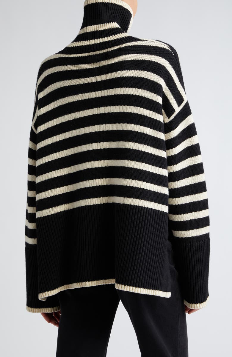TOTEME Stripe Wool Blend Turtleneck Sweater, Alternate, color, Black Stripe