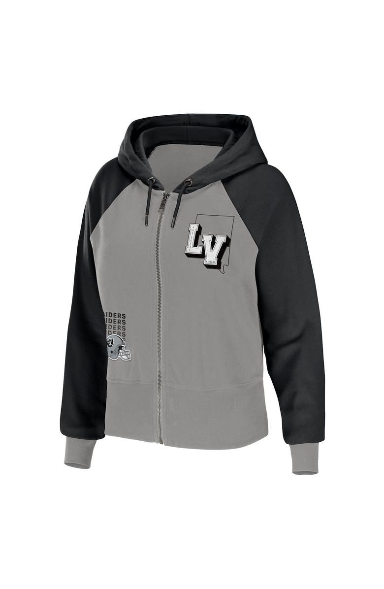 WEAR by Erin Andrews Women's WEAR by Erin Andrews Silver Las Vegas Raiders Colorblock Lightweight Full-Zip Hoodie, Alternate, color, Gray