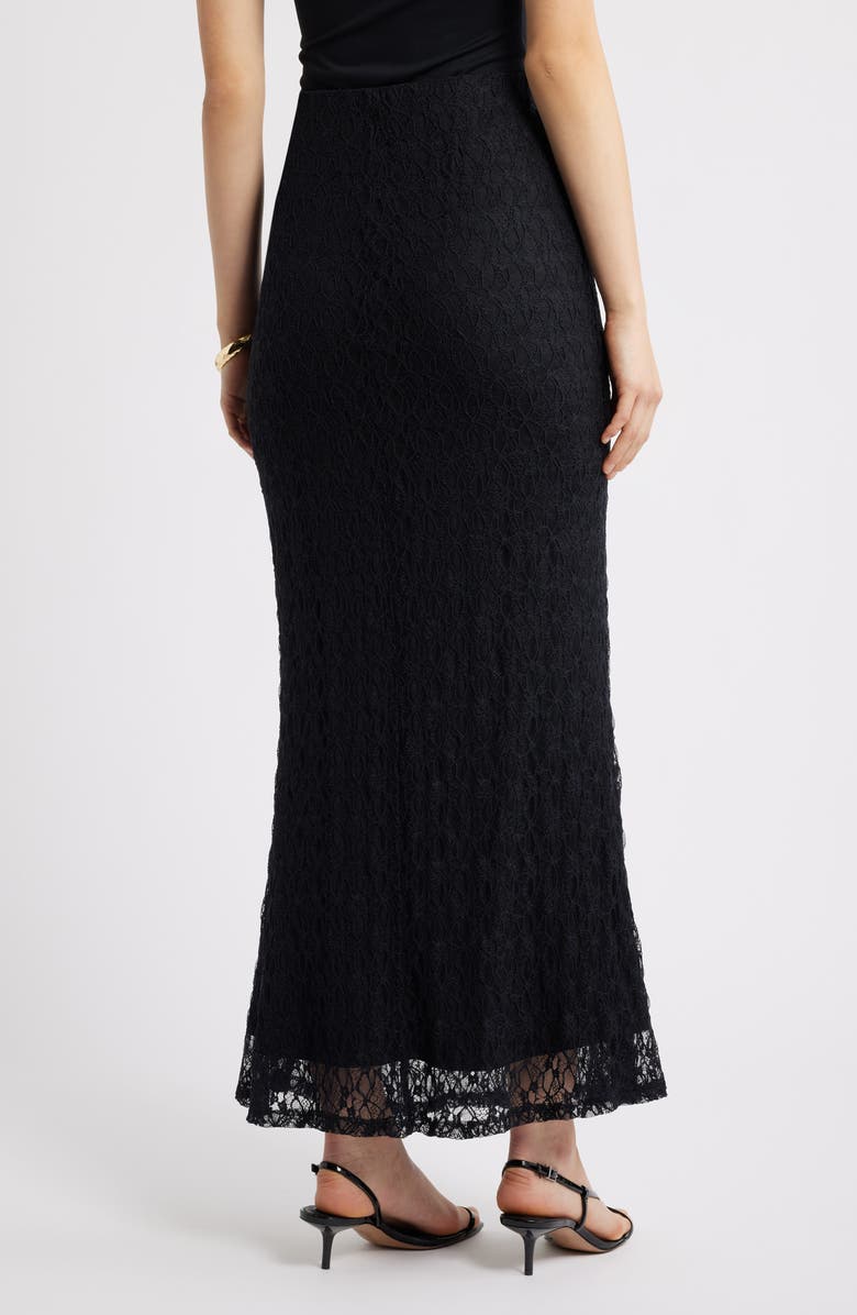 Open Edit Sheer Lace Maxi Skirt, Alternate, color, Black