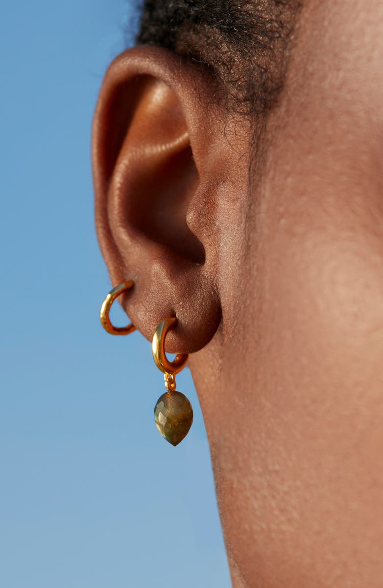 Monica Vinader Fiji Bud Labradorite Drop Huggie Hoop Earrings, Alternate, color, 