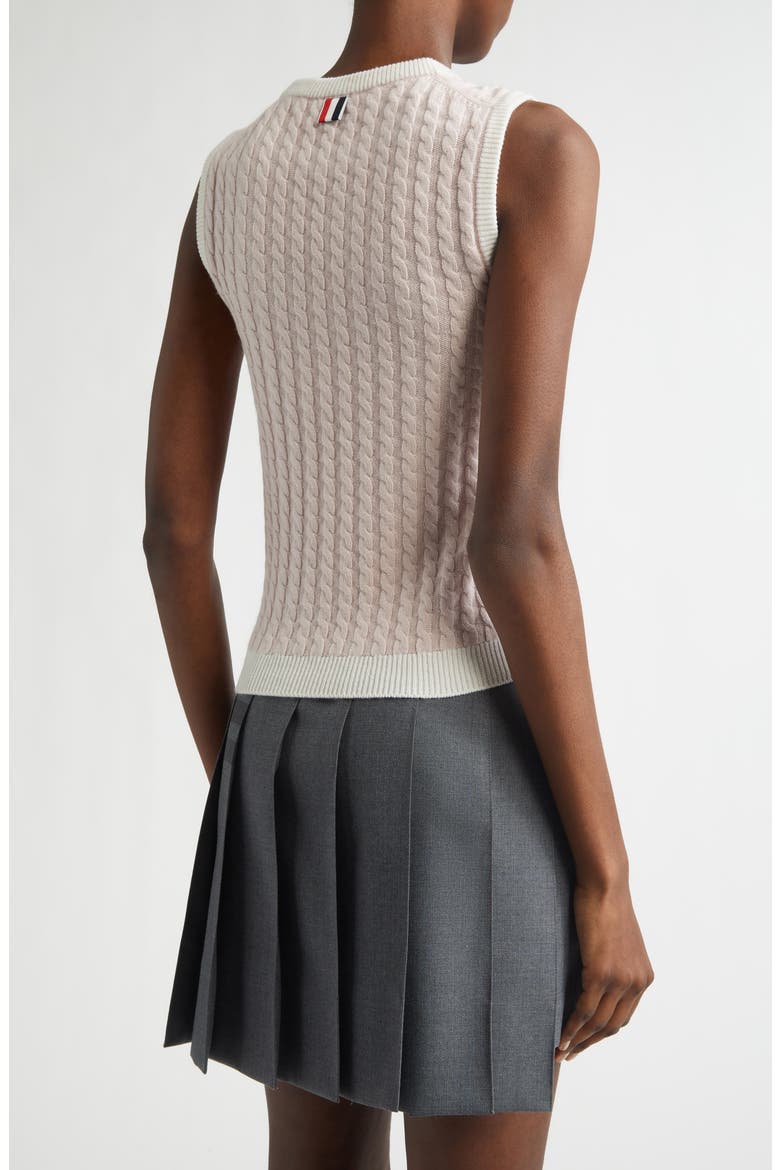 Baby Cable Stitch Cashmere Sweater Shell, Alternate, color, LIGHT PINK