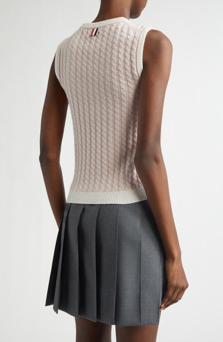 Thom Browne Baby Cable Stitch Cashmere Sweater Shell, Alternate, color, Light Pink