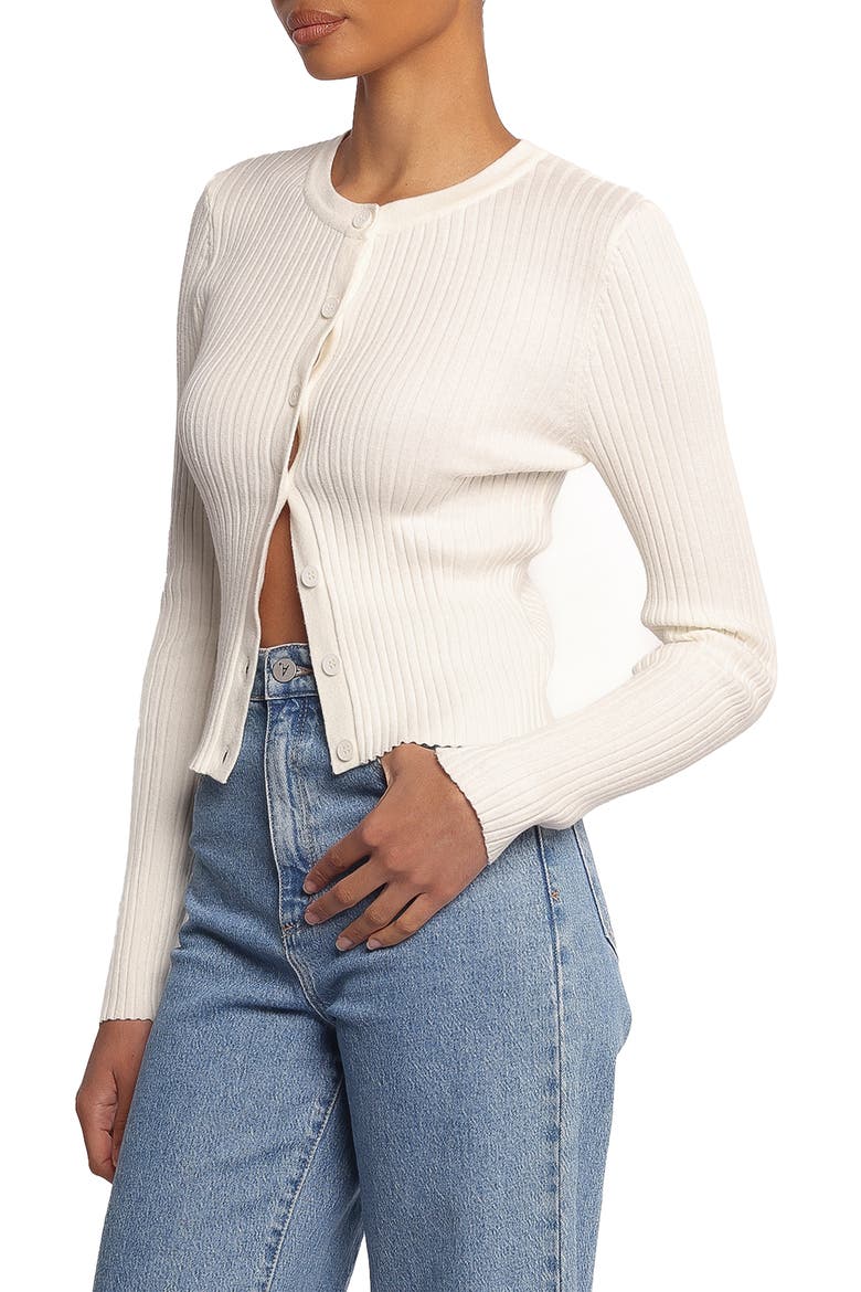 Searie Rib Cardigan, Alternate, color, CREAM