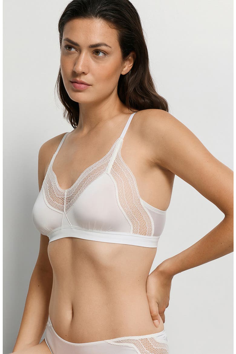 Cira Tulle Lace Trim Soft Cup Bra, Alternate, color, OFF WHITE