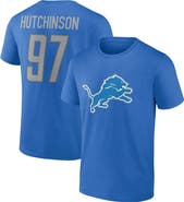 FANATICS Men's Fanatics Branded Aidan Hutchinson Blue Detroit Lions Player Icon Name & Number T-Shirt