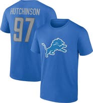 FANATICS Men's Fanatics Branded Aidan Hutchinson Blue Detroit Lions Player Icon Name & Number T-Shirt
