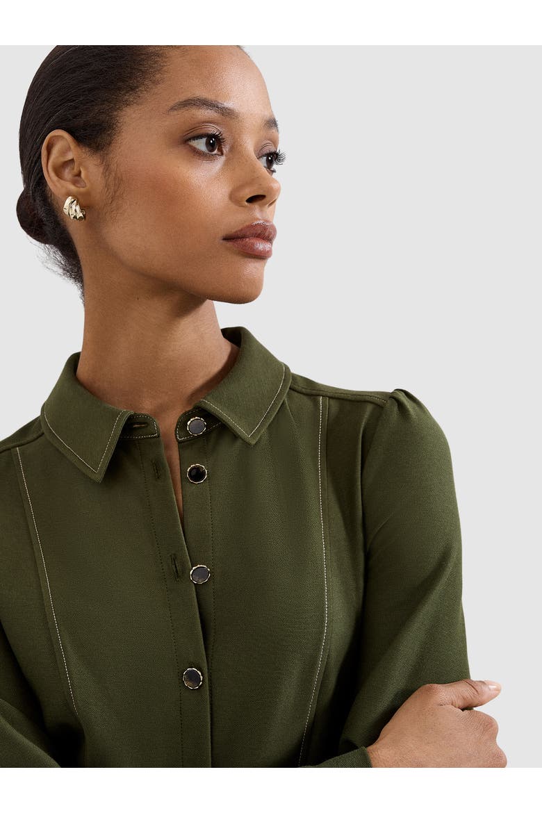 Avenly Long Sleeve Belted Shirt Dress, Alternate, color, Green