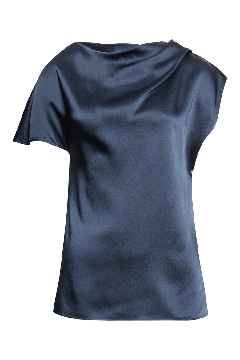 Draped Satin Top, Alternate, color, NAVY