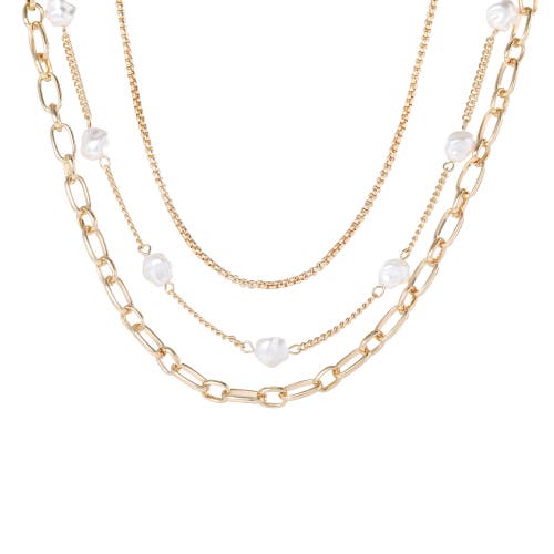 Bcbg Layered Pearl Drop Chain Necklace In Gold
