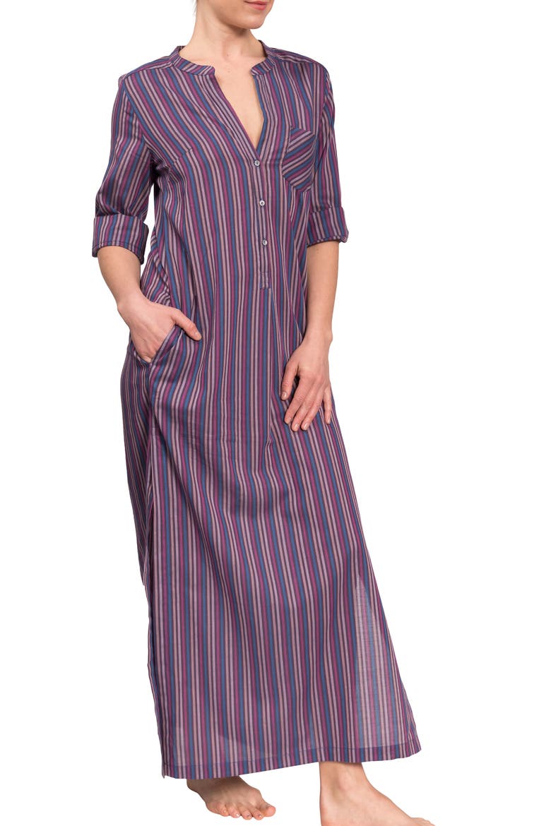Tracey Cotton Caftan, Alternate, color, PURPLE GREY