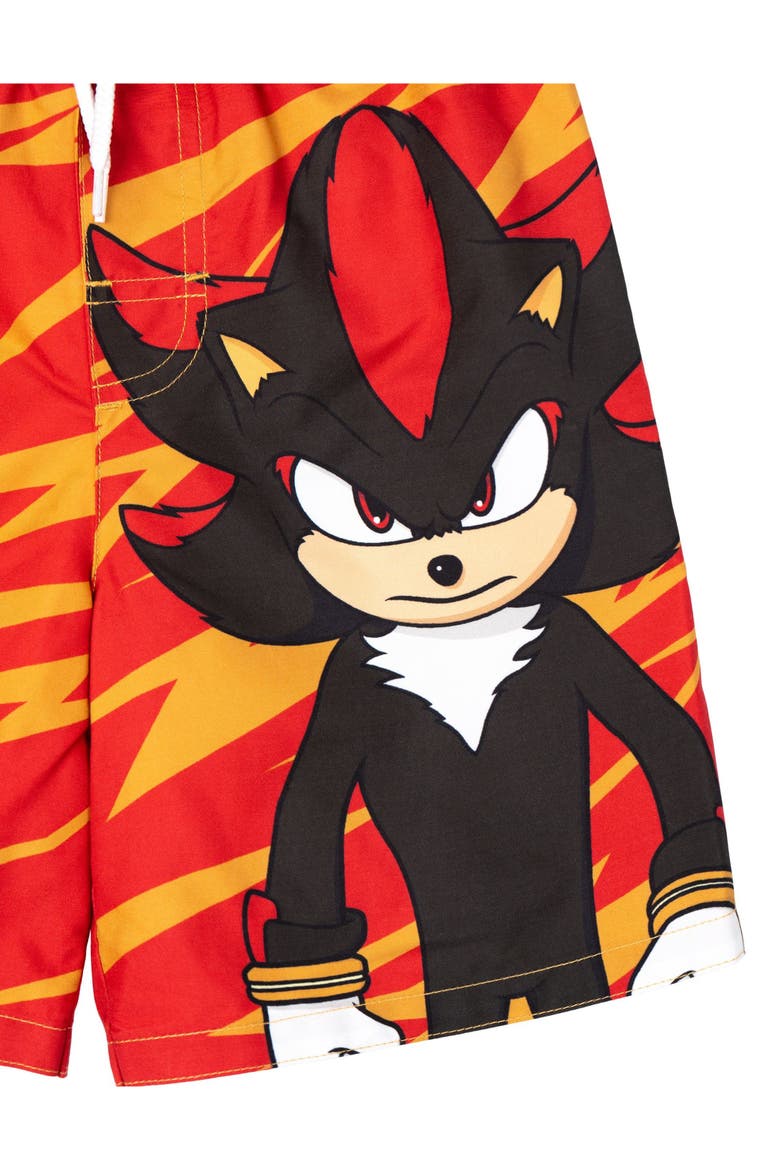 Sonic the Hedgehog 2-Piece Swimwear Rash Guard and Swim Trunks Set, Alternate, color, Shadow Red Black