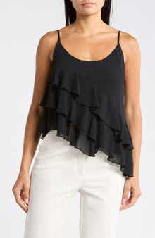 Ruffle Asymmetrical Chiffon Cami