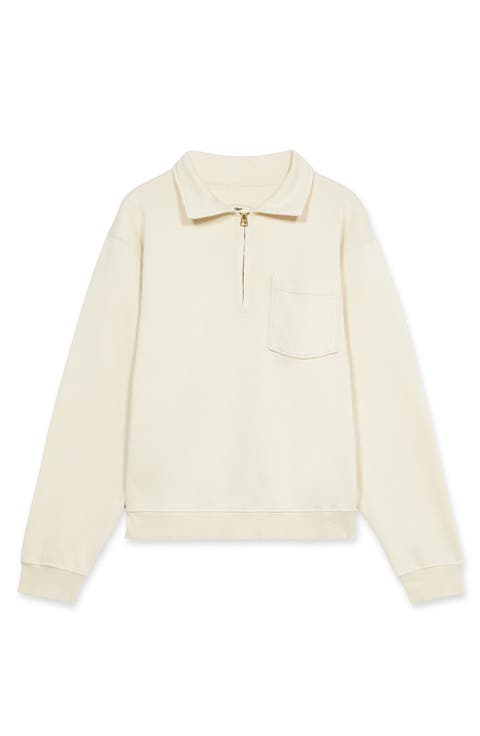 Woven Zip-Up Sweatshirt