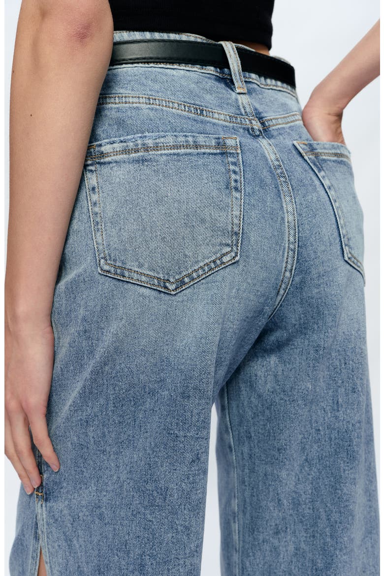 High Waist Wide Leg Slit Hem Jeans, Alternate, color, SUMMER