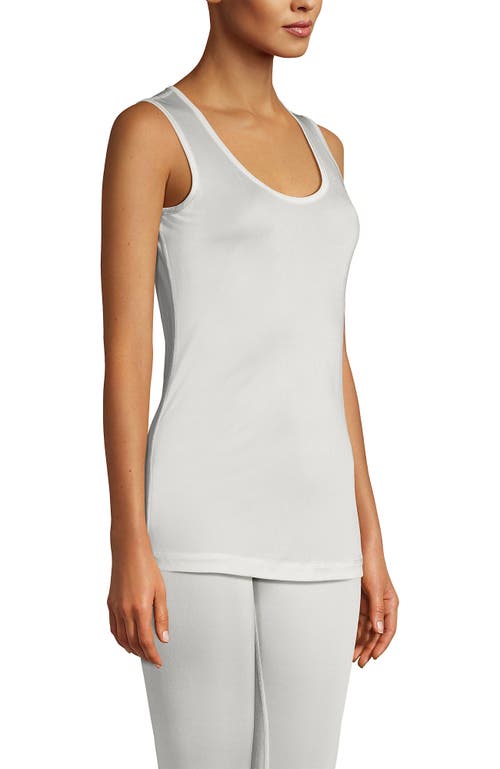 Lands' End Petite Silk Interlock Thermal Long Underwear Base Layer Tank Top In White