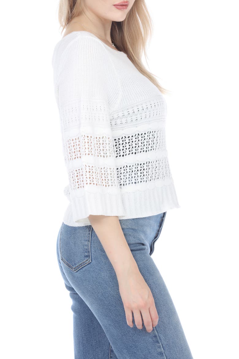 Cropped Bell Sleeve Sweater, Alternate, color, WHITE